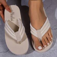 Women's Flip Flops - Casual Lightweight Comfortable Floral Strap Flat Slippers - Plus Size 36-45