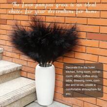 6 stuks luxe 38in/97cm Ft zwart pampasgras - grote, donzige kunstmatige veren, gotische decoratie voor slaapkamer, badkamer en bruiloften, boho-chique stijl, plastic, gotische slaapkamerdecoratie