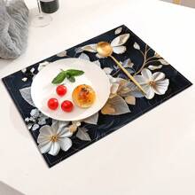 4 pièces Sets de table rectangulaires en lin tissé vintage européen imprimé floral - Sets de table résistants à la chaleur et antidérapants pour la table à manger, la cuisine - Décoration de table à manger, de café