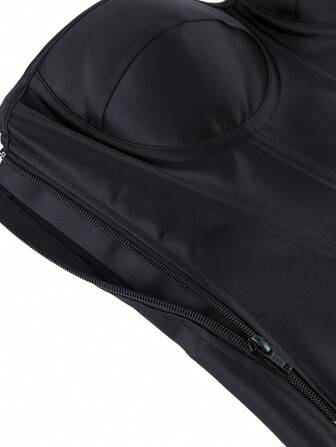 Overbust Corset Top Bustier, Striped With Cups, Strapless Women's Bodysuit, Slimming Shapewear, Suitable For Costume Parties, Halloween, Pure Black Color