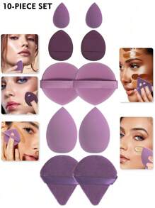 50/20/10 Stücke Make-up Schwamm Kombinations-Set - Make-up Schwamm, Make-up Blender, Dreieck Puder Puff, Finger Puff, Mini Make-up Schwamm, Make-up Luftkissen Puff, geeignet für Puder, Flüssigkeiten, Gesichts Make-up Werkzeuge, Konturierung, Augen und Ecken Bereiche