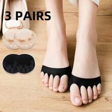 10pcs/5pcs/3pcs/1pc Women High Heel Toe Pads, Comfortable Foot Care Half Insoles, Anti-Slip Toe Cap, Arch Support Pads, Decompression Anti-Slip Toe Socks, Spring/Summer Open Toe Socks
