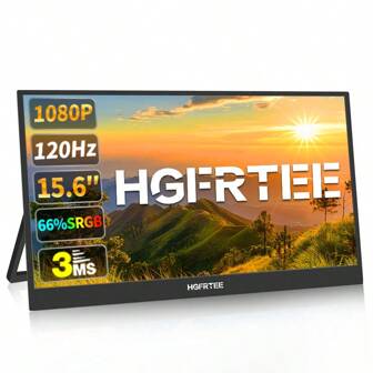 Monitor portátil HGFRTEE de 15,6 pulgadas con marco ultra estrecho - 1920x1080 FHD, 120Hz, 66% SRGB, Type-C y para oficina, diseño, juegos y transmisión