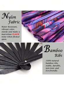 1pc Large La Fralac Folding Hand Fan For Men And Women - Chinese And Japanese Bamboo Handheld Fan - Suitable For EDM Music Festivals, Clubs, Events, Parties, Dancing, Performances, Decorations And Gifts.