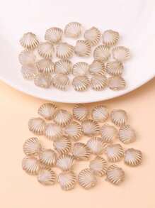 50pcs Vintage Gold-Plated Scallop Shell Shaped Beads For DIY Jewelry Making