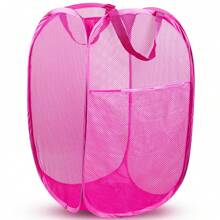 Collapsible Mesh Pop Up Hamper With Wide Opening And Side Pocket – Breathable, Sturdy, Foldable, And Space-Saving Design For Clothes And Storage.