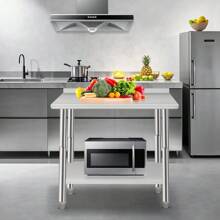 LIZHOUMIL Stainless Steel Work Table Commercial, Heavy Duty Metal Utility Table W/ Adjustable Heights, For Home Garage Restaurant