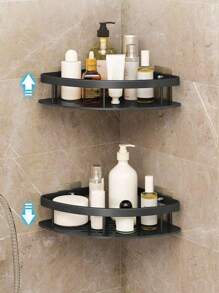 Two Triangle Bathroom Shelf Household Bathroom Supplies Storage Rack Kitchen Storage Organizer No Drill Wall Mounted Shampoo Bottle Shower Corner Rack Toilet Storage Rack Aluminum Bathroom Kitchen Accessories - MultiWarna - View 9