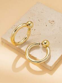 6-18pcs Versatile Simple Gold Earrings & Earring Pendants Set, Fashionable Everyday Jewelry - Gold - View 4