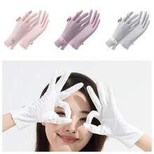 زوج من قفازات النساء الخفيفة الواقية من الشمس، قفازات تبريد من الحرير الجليدي التنفسية للحماية من الأشعة فوق البنفسجية، مناسبة للقيادة والدراجات في الصيف - متعدد الألوان - مشاهدة 2