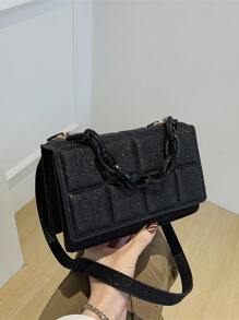 A Mini Fashionable And Simple Plaid-Embossed Acrylic Square Bag, A Coin Bag That Can Be Worn On One Shoulder. Suitable For Daily Use, Going Out, Traveling, Shopping, Gatherings, Parties. Give It As Birthday Gift To Friends.