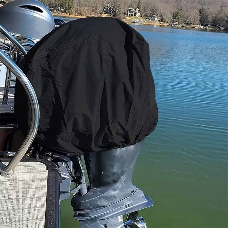 Waterproof Outboard Motor Cover Fade Resistant Boat Engine Hood Cowling Cover Fits Motor 15 15-30 30-60 - Black - View 1