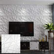 Minimalistic Geometric Pattern Wall Panel For Indoor Wall Decoration, 12/20/30pcs PVC 3D Decorative Wall Panel For Home Living Room - Pure White - View 9