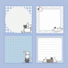 4 Stücke/Set katzenthematische Haftnotizen, 3x3 Zoll 50 Blatt/Buch, selbstklebende Notizblöcke, süßer Katzen-Notizblock, geeignet für Büro, Schule, Zuhause, auch als tolles Geschenk für Katzenliebhaber
