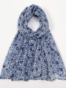 1pc Floral Print Scarf, Minimalist And Fashionable - Multicolor - View 6