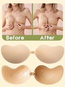 Mango Shape Strapless Non-Slip Adhesive Invisible Backless Bra Breast Petals, Women Lingerie And Lingerie Accessories - Apricot - View 2