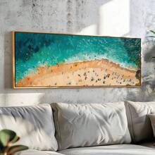 现代海滩风景帆布艺术印刷品 - 大型无框墙面装饰，适用于客厅、卧室、宿舍 - 经典风格油画海报 - A - 查看 1