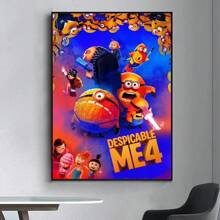 1pc Wall Arts Posters Anime Vintage D - Despicable Daddy 4 Posters Fancy Living Room Bar Wall Painting Retro Decorative Painting In The Middle, Suitable For Living Room, Dining Room Or Bathroom, Room Decoration, High Quality Without Frame, Indoor/Outdoor Canvas Art, Frameless