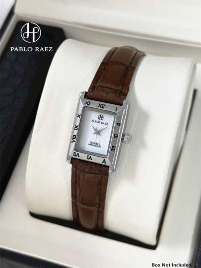 Pablo Raez 1 件银色华丽手表复古女士正装手表不锈钢 IPS 镀层矩形方形表壳优雅顶级全新设计正装石英复古女士手表时尚