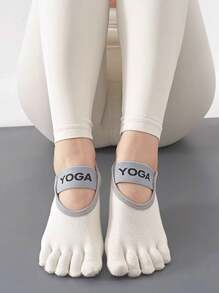 1/2/3 pares de calcetines de barco de yoga de unicolor para mujer, calcetines profesionales de cinco dedos que absorben la humedad y antideslizantes para pilates, calcetines de otoño