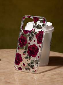 Flower Huge Rose Print Transparent Phone Case, Waterproof, Shockproof, Anti-Fall, Anti-Scratch - Multicolor - View 3
