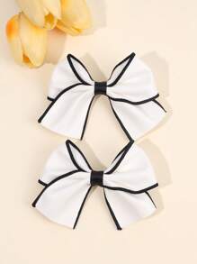 2 peças laços de cabelo brancos para meninas elegantes grampos de cabelo branco cor sólida grampos de cabelo de laço branco para todas as estações grampos de jacaré simples para meninas acessórios de cabelo para festa de fim de ano para crianças e bebês - Branco - Ver 2