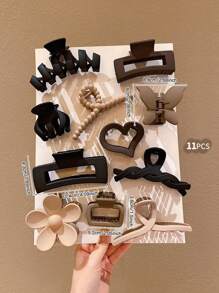10/11pcs Women Hair Clips, Simple Decorative Hairpins For Daily Wear - Multicolor - View 9