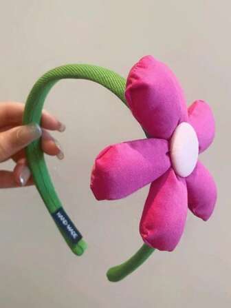 1 pieza Diadema grande con flores rosas, tocado de contraste de color para niñas, aro de pelo de poliéster casual, lindo y elegante, adecuado para todas las estaciones, diadema, aro de pelo, accesorios para el cabello