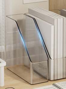 1 件透明 PET 桌面单槽杂志/书架，办公桌文件文件存储整理架，适用于办公室、卧室、教室、客厅