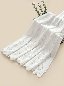 1 pieza Manta de bebé de punto con dobladillo con volantes, linda, para todas las estaciones - Blanco - Ver 2