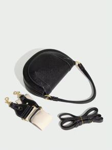 Spring New Product For Foreign Trade: Women's Bag, Wine Red Saddle Bag, Color Contrasting Thread Cutting Decoration, Handheld Shoulder Cross Shoulder Flip Hard Bag