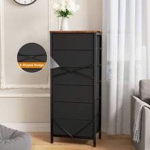 6 Drawer Dresser,Chest Of Drawers For Bedroom Tall Fabric Dresser,White - Rustic Brown - View 7