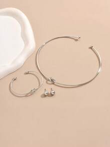 4 pièces/Set de bijoux élégants et minimalistes comprenant boucles d'oreilles, bracelet et collier pour femmes