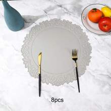 4 件/6 件/8 件/12 件加厚复古花卉皮革餐垫，可洗圆形隔热杯垫，适用于餐厅、家居、派对、节日装饰