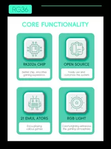 DATA FROG RG36 Retro Handheld Game Console, With RGB Lighting, Linux System, 3.5" IPS Game Screen, Portable Pocket-Sized - Multicolor - View 4