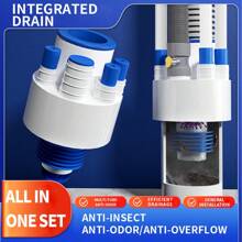 Multi-Functional Drain Cover, Kitchen Sink Drain Stopper & Sewer Backflow Preventer, Odor-Proof Sealing Device For Bathroom - Blue and White - View 2