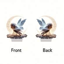 1 Piece, Dreamy Fairy Crescent Shaped Acrylic Desktop Decoration, 2D Classic Fantasy Collectible Statue With Base, Perfect For Home, Office And Bookshelf Decoration, Perfect Holiday Gift