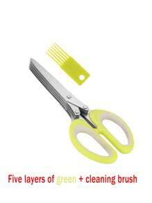 1 件超大尺寸 5 层葱剪刀，直式设计，蔬菜水果切片剪刀，厨房配件工具，手动切葱和辣椒，便携式设计，绿色和蓝色 - 彩色 - 查看 12