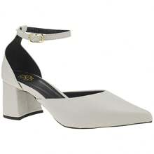 Rosavivi Women's Casual Open Toe Pumps With 5cm Block Heel And Comfort Closed Back And Buckle 0002 - 白色 - 查看 3
