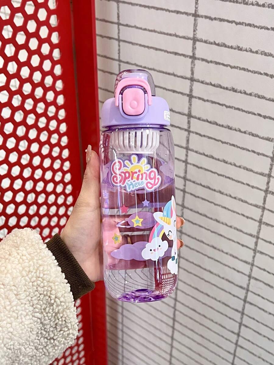 儿童水杯，女孩用可爱塑料茶水分离杯，2025 年新设计，适合学校 - 紫色 - 查看 1