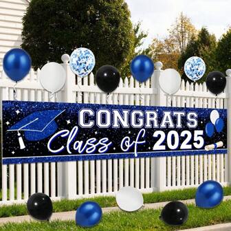 1pc Multicolor Party Backdrop, Graduation Banner Congratulations 2025 Graduates, Suitable For College And High School Graduation Party Supplies, Indoor/Outdoor Decor, Home Decor, Birthday Decor, Party Decorations, Gifts, Flags, Banners