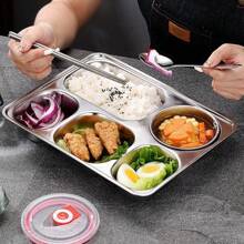 1 stuk roestvrijstalen fastfoodborden, multi-specificatie servies, personeelskantineborden, verdikte vierkante borden tijdens het nieuwe schoolseizoen