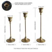 12pcs/6pcs/3pcs Metallic Tapered Candle Holders Set, Silver-Plated/Copper-Tone In Multiple Colors, Suitable For Home, Dining, Parties, Weddings, New Option: 1pc Stainless Steel Napkin Holder + 6pcs Candle Holders Set, Home & Living/Home Decor/Candles & Holders/Candle Holder Sets - View 4