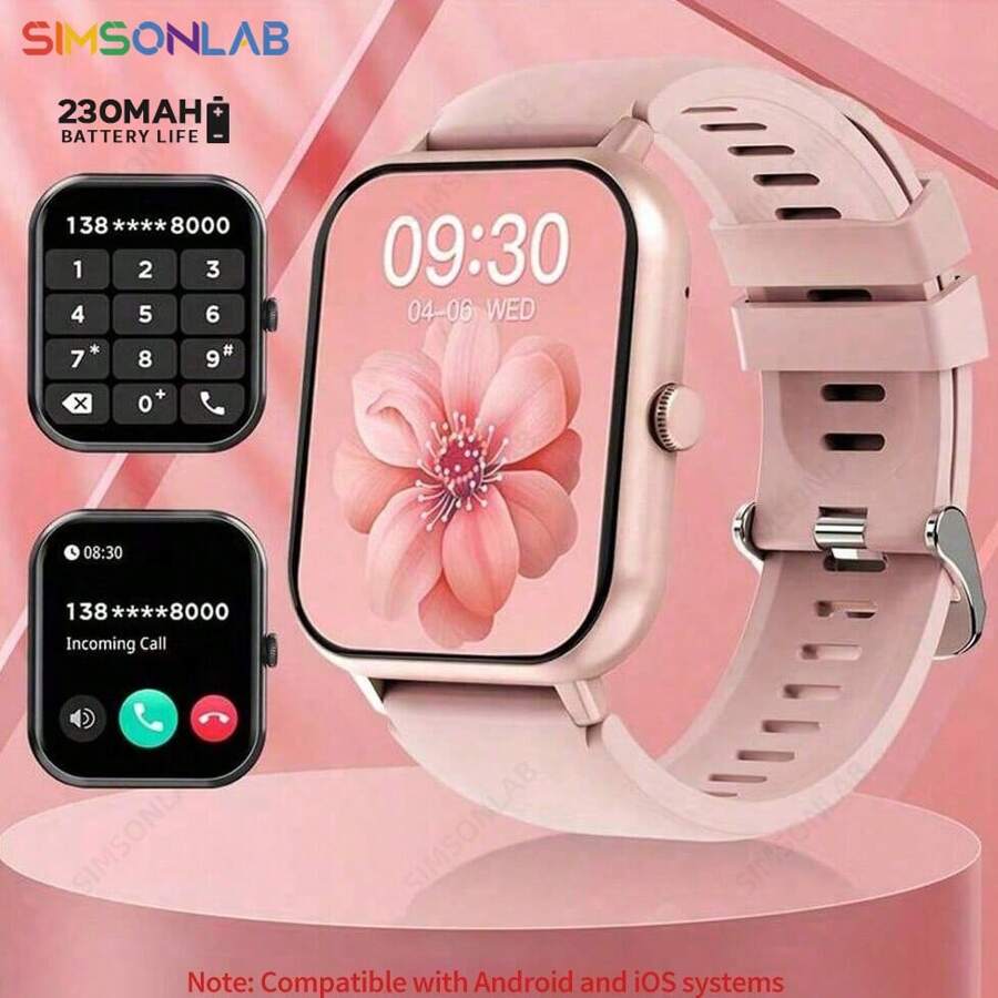 SIMSONLAB Reloj inteligente 2025 mejorado para mujeres y hombres, compatible con llamadas inalámbricas (respuesta/realización de llamadas), alerta de información, recordatorio del período menstrual, smartwatch impermeable IP68 con rastreador de fitness, podómetro, compatible con iOS/Android/ regalo de cumpleaños