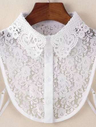 1件时尚优雅白色蕾丝领，适用于圣诞装饰连衣裙