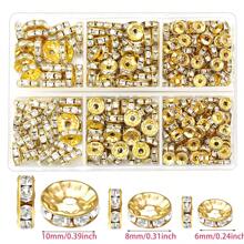 1 BOX Spacer Beads For Crafting, Colorful Rondelle Spacer Beads Box, Fancy Sparkle Crystal Rhinestone Spacer Loose Beads For Necklace Bracelet Earring Jewelry Making And Pens DIY Dec