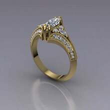 14K vergoldeter eleganter Damen Verlobungsring mit funkelndem synthetischem kubischem Zirkonia, Ehering passend für Damen Verlobung und tägliche Mode, Kupfer mit tropfenförmigem Zirkonia, geeignet für Valentinstag, alle Jahreszeiten, Hochzeit und Party