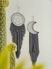 1 pièce Macramé lune et étoile, Attrape-rêves pentagon, Macramé moderne, Décoration murale pour la maison, Cadeau pour mère sorcière, Attrape-rêves en fil, Cadeaux pour elle