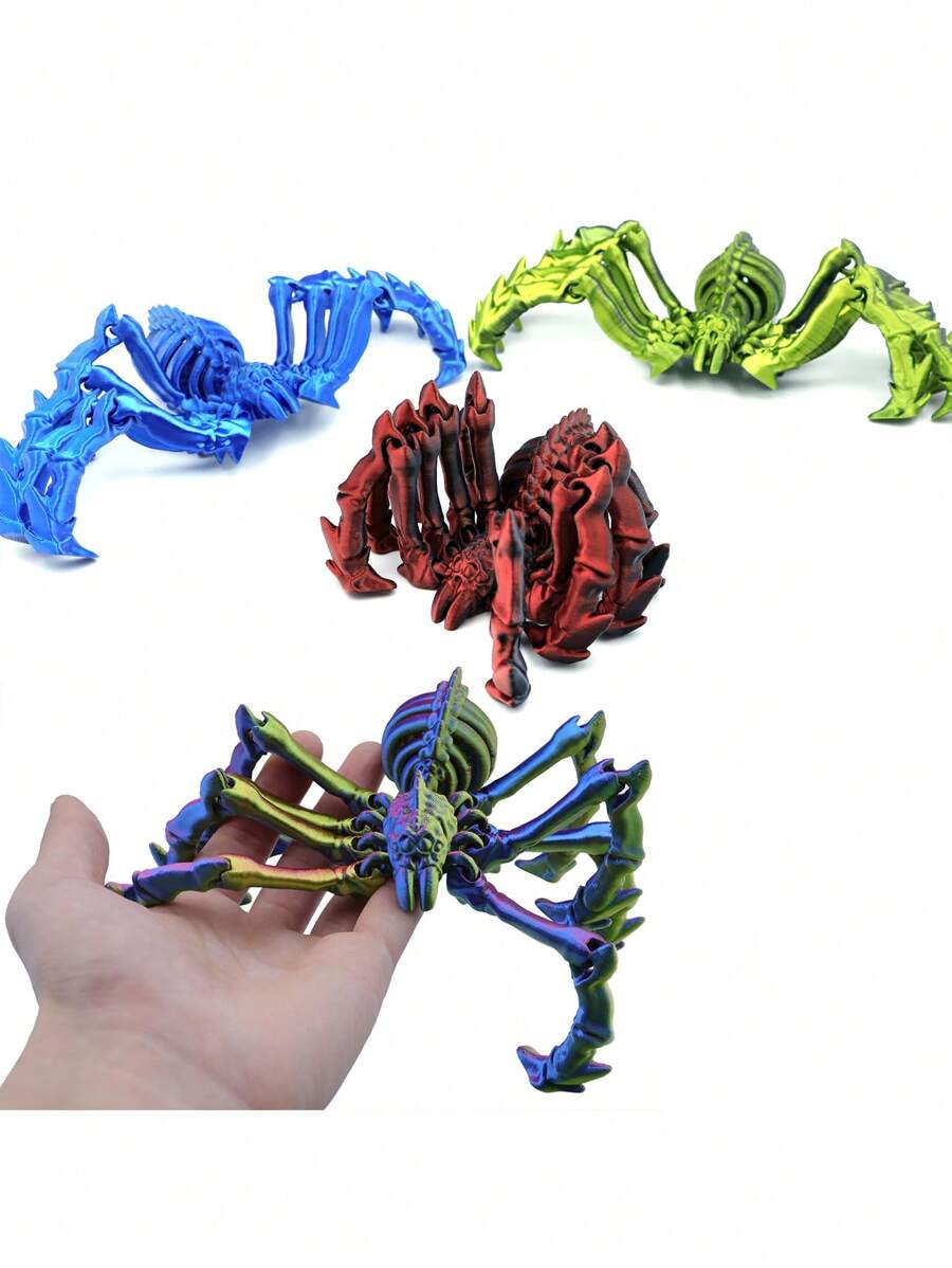 3D Printed Elastic Spider Animal Model With Moveable Limbs, Multi-Color, Desk Decor Toy