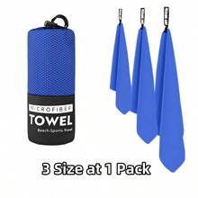 3pcs Quick Dry Camping Towel Set, Ultra-Fine Fiber Travel Towels In 3 Sizes, Quick Dry Towel Set For Camping, Beach, Gym, Sports, Yoga And Swimming Pool, Suitable For Outdoor Activities In Spring